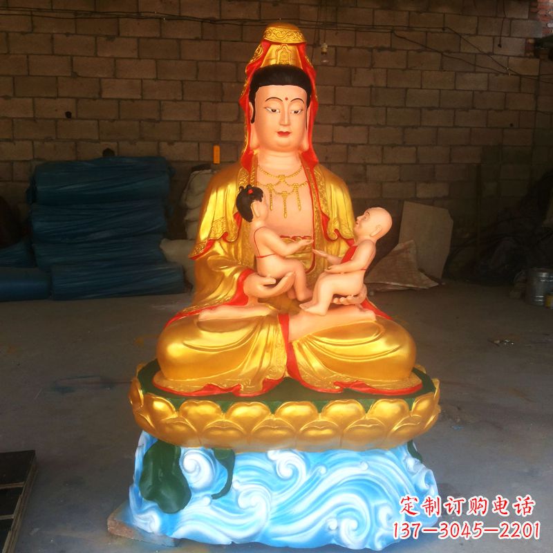 邯郸送子观音彩绘漆金雕塑