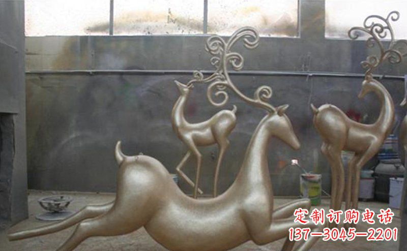 邯郸铜雕抽象树枝梅花鹿雕塑