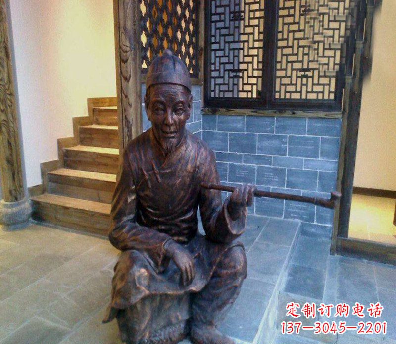 邯郸铜雕店小二吸烟庭院人物雕塑
