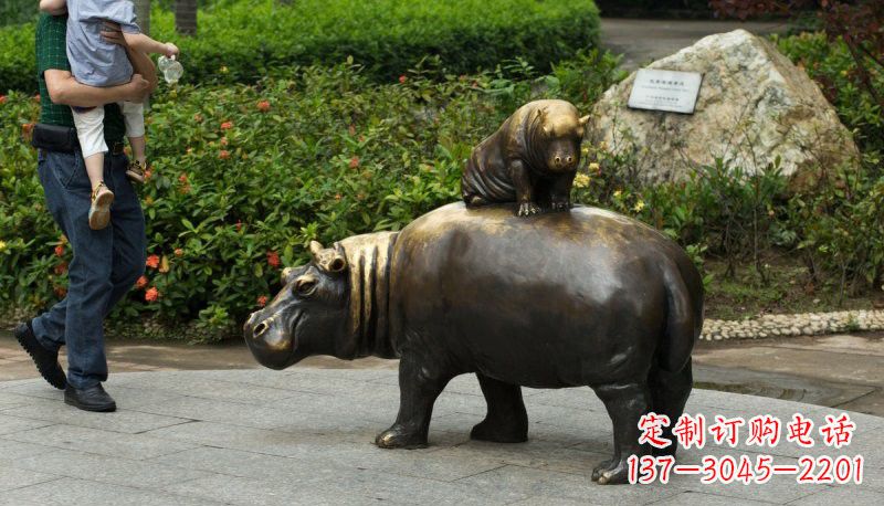 邯郸铜雕母子河马