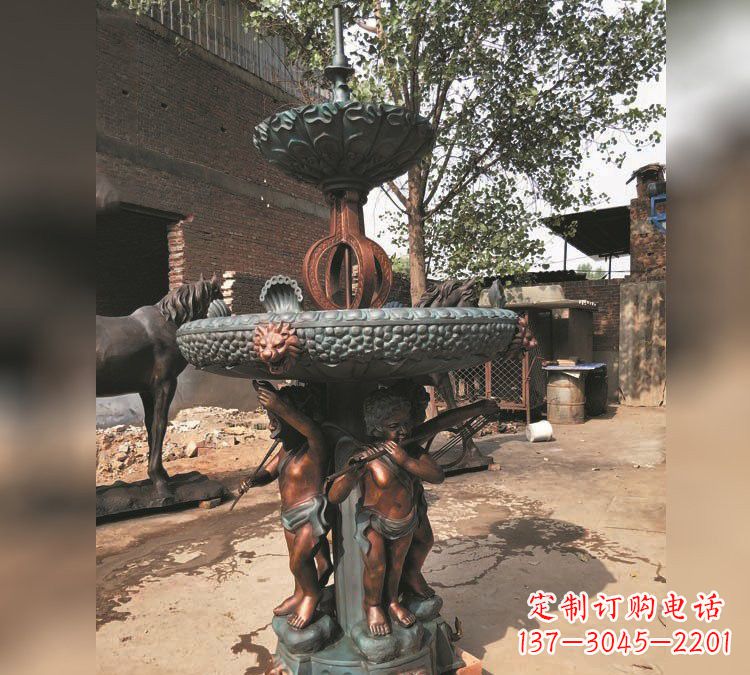 邯郸铜雕双层西方儿童喷泉