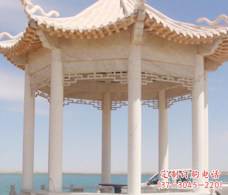 邯郸晚霞红单层凉亭石雕