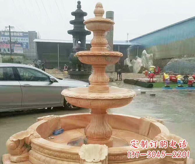 邯郸晚霞红多层大型石雕喷泉 (3)