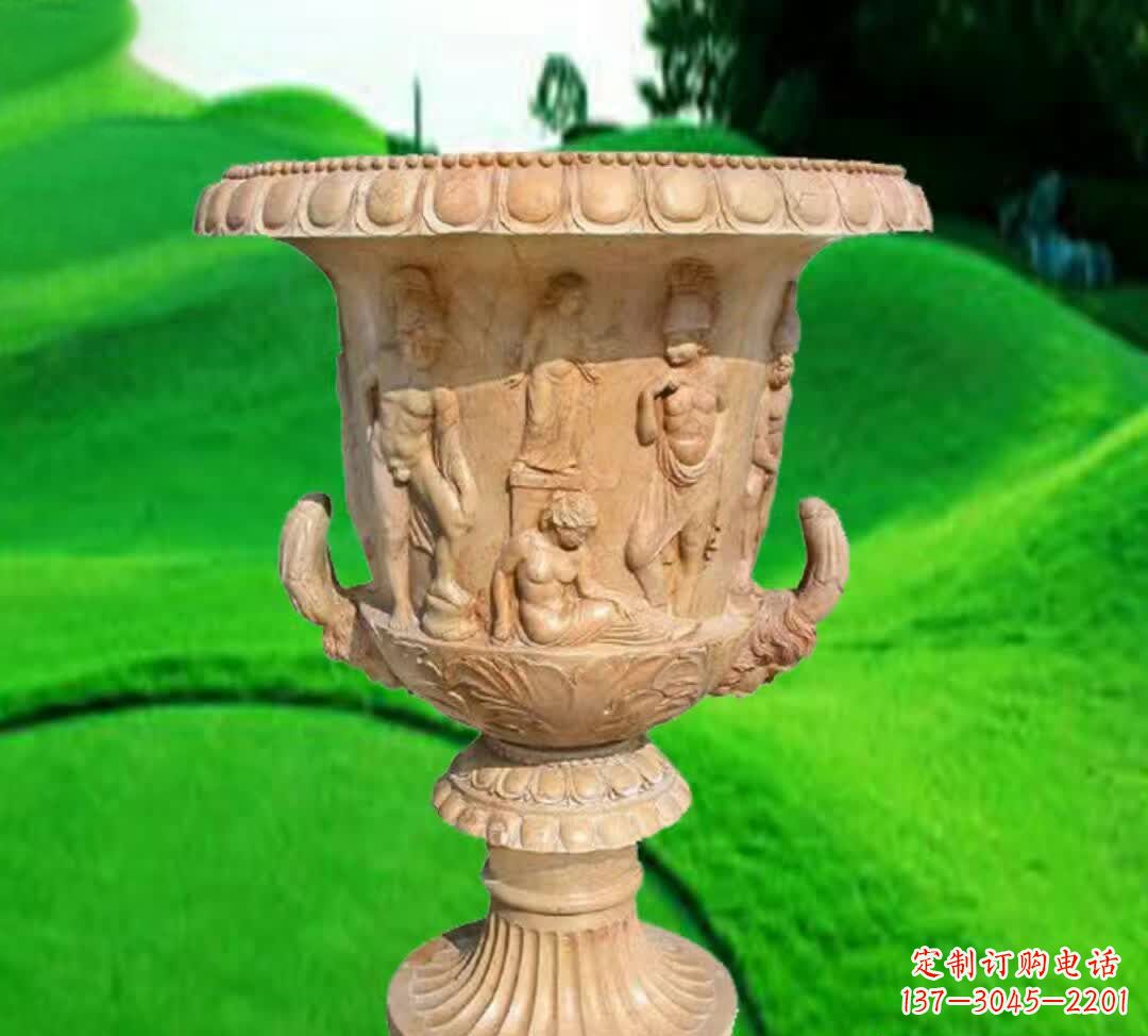 邯郸晚霞红欧式花盆石雕