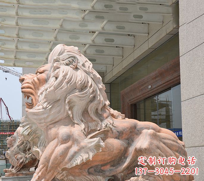 邯郸晚霞红欧式狮子石雕 (3)
