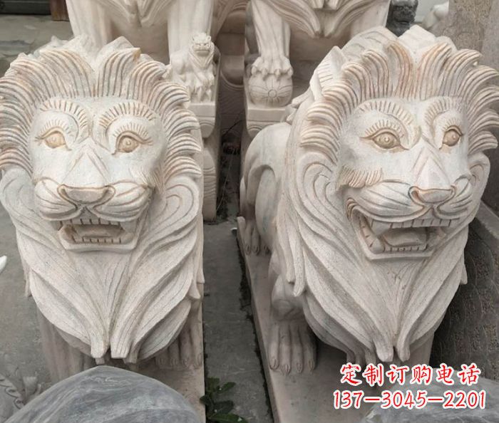 邯郸晚霞红欧式狮子石雕 (2)