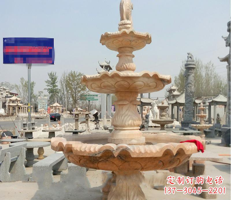 邯郸晚霞红喷泉喷水盆石雕