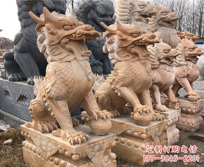 邯郸晚霞红麒麟石雕 (2)