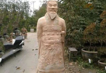 邯郸中领雕塑：以秦始皇晚霞红石雕像闻名