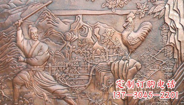 邯郸闻鸡起舞黄铜壁画铜浮雕