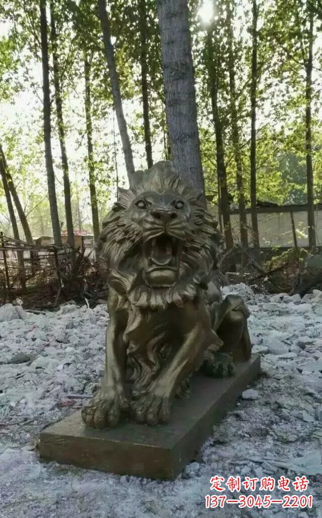 邯郸卧着的西洋狮子铜雕 (2)