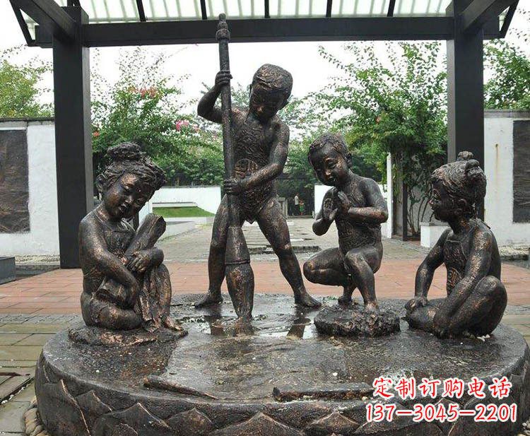 邯郸小孩写大字铜雕小品