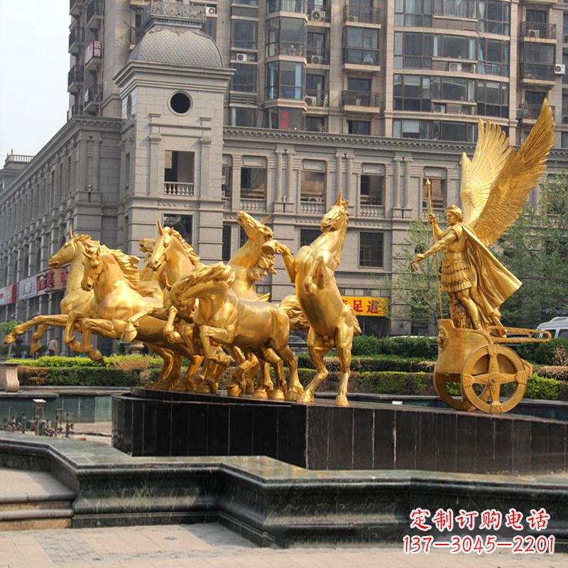 邯郸小区大门阿波罗战车鎏金景观铜雕