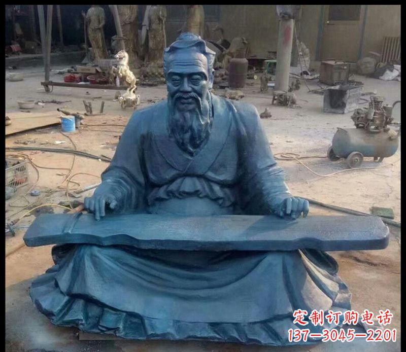 邯郸校园孔子弹琴铜雕