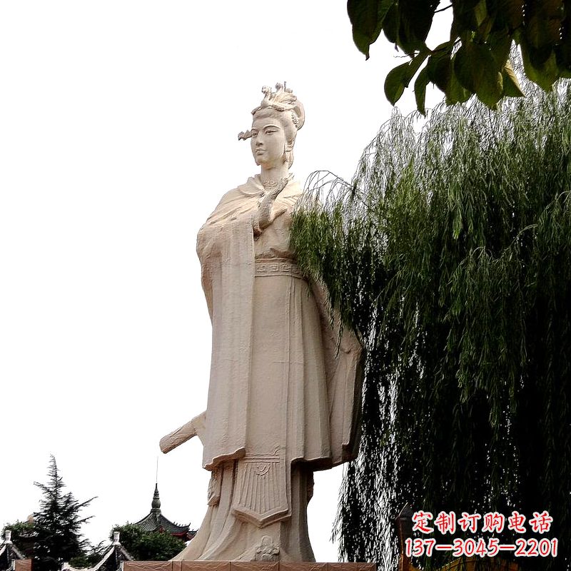 邯郸虞姬砂岩石雕-景区园林古代人物著名美女雕像