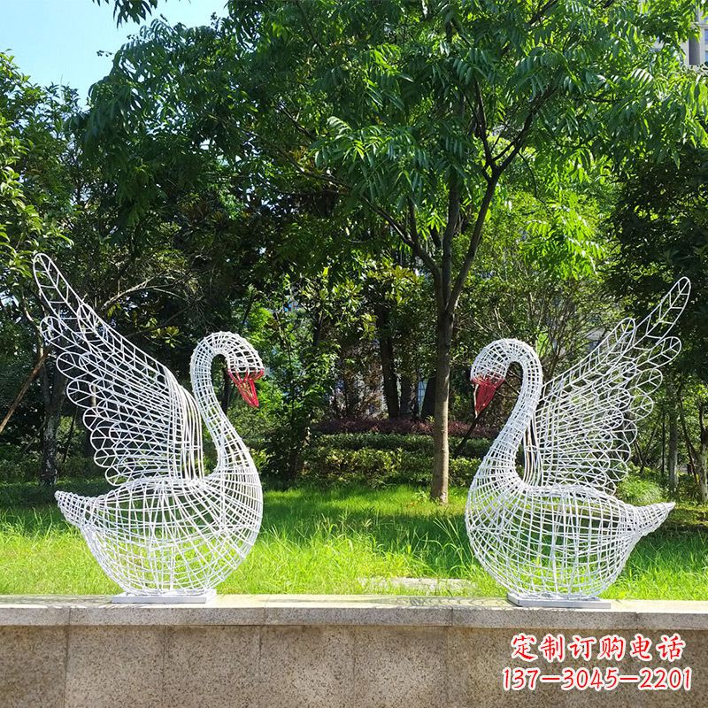 邯郸展翅天鹅网格雕塑-上色款