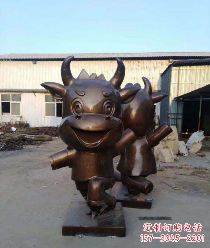 邯郸招财牛玻璃钢仿铜动物雕塑